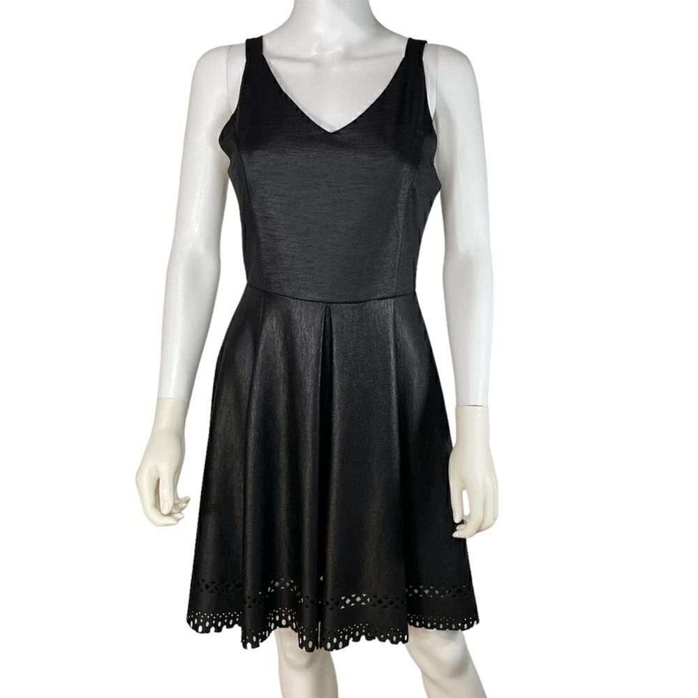 Collective Concepts Fit and Flare Dress Metallic Laser Cut Medium